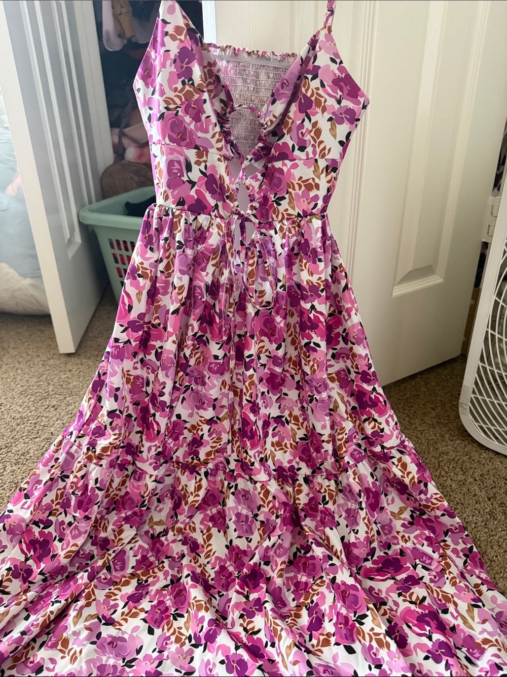 Floral Pink & White Maxi Dress